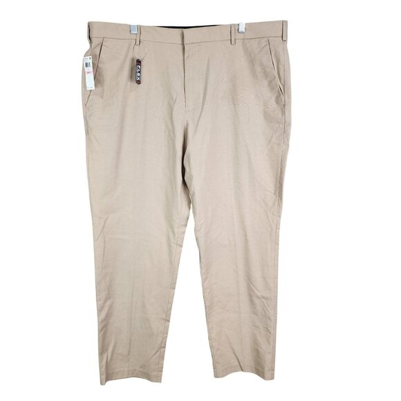 Mens Tan Van Heusen Flex Waistband Trousers Straight Leg Cotton Blend Size 40x32 - Picture 1 of 13